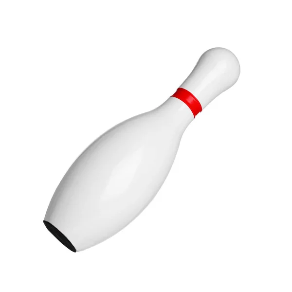 Bowling pin s červeným pruhem izolovaný na bílém — Stock fotografie