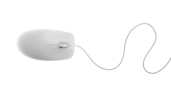 Современная проводная компьютерная мышь изолирована на белом — стоковое фото