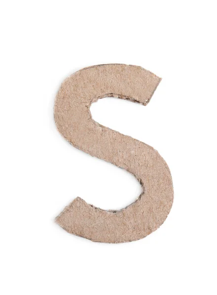 Letter S made of cardboard isolated on white — Stock Photo, Image