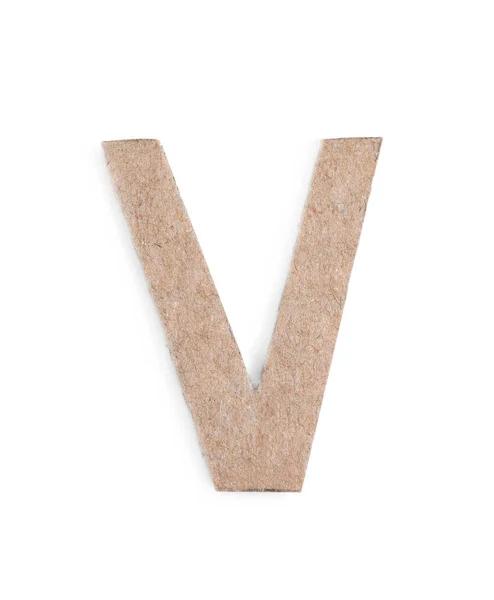 Lettre V en carton isolé sur blanc — Photo