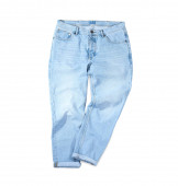 Nové stylové džíny izolované na bílém, horní pohled