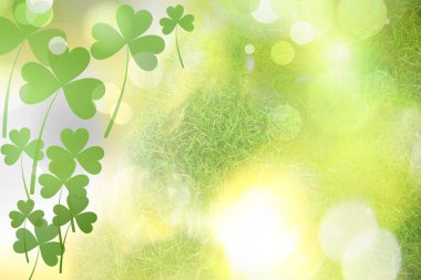 Beautiful design with clover leaves, bokeh effect. St Patrick's day