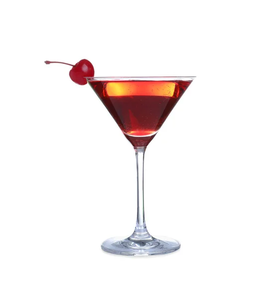 Čerstvý alkoholický Manhattan koktejl izolovaný na bílém — Stock fotografie