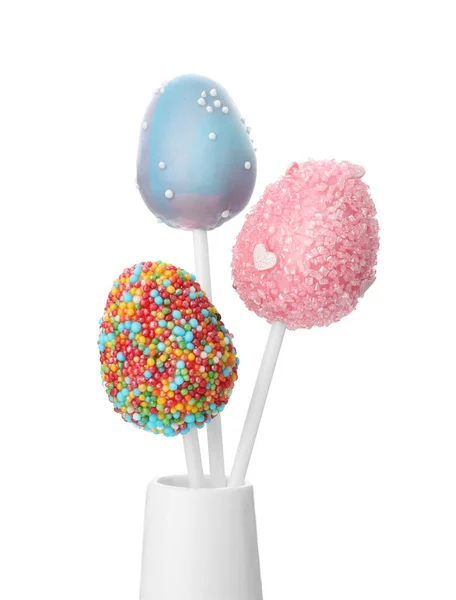 Verschiedene leckere Cake Pops auf weißem Hintergrund — Stockfoto