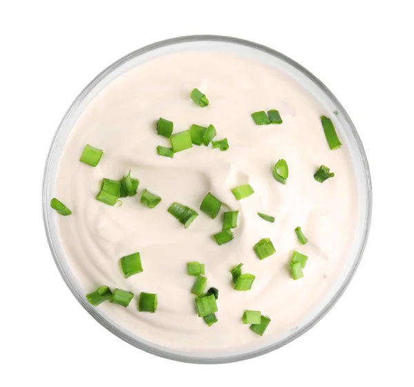 Fresh Sour Cream Onion White Background Top View — 스톡 사진