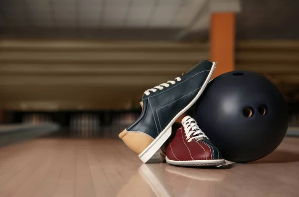 Shoes Ball Bowling Lane Club Space Text Stock Photo by ©NewAfrica