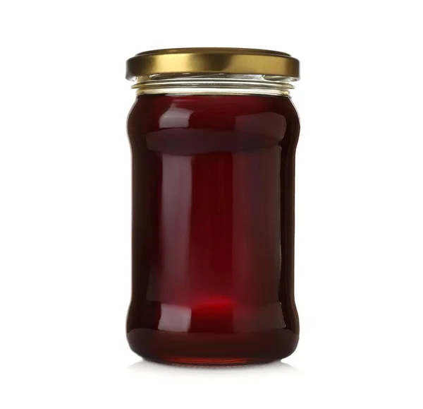 用白糖分离有机蜂蜜的罐子 — 图库照片