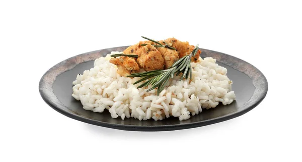 Delicious Risotto Chicken Isolated White — Stock Photo, Image