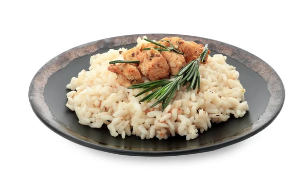 Delicious Risotto Chicken Isolated White — 스톡 사진