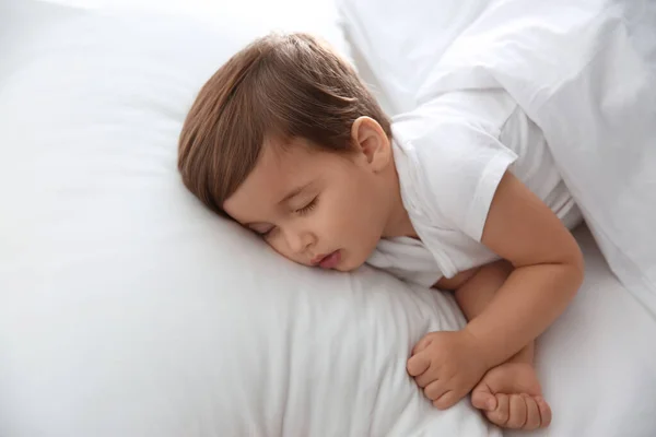 Cute Little Baby Peacefully Sleeping Home Bedtime — Stock Photo, Image