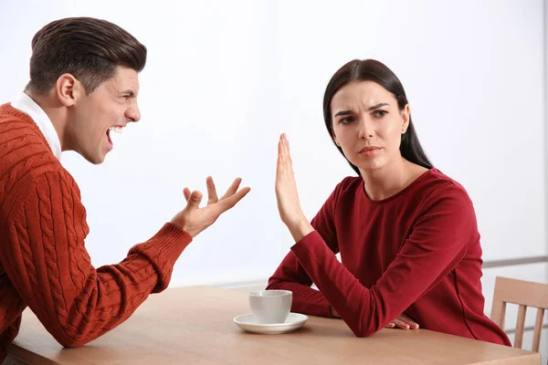 Couple Having Quarrel Cafe Relationship Problems — Stock Photo, Image