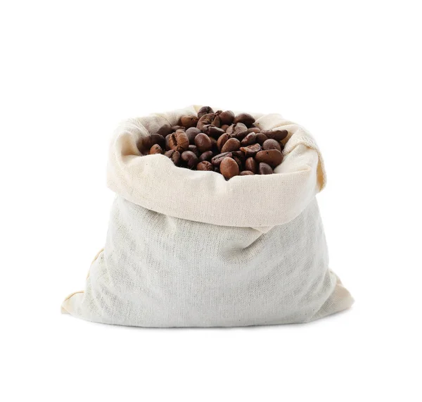 Cotton Eco Bag Coffee Beans Isolated White — Stock Photo, Image