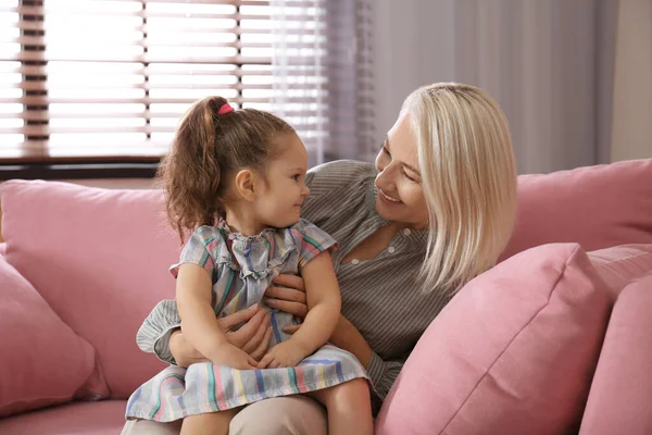 Happy Granddaughter Grandmother Together Home — Stock Photo, Image