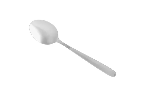 Clean Silver Spoon Isolated White Top View — Stock Photo, Image