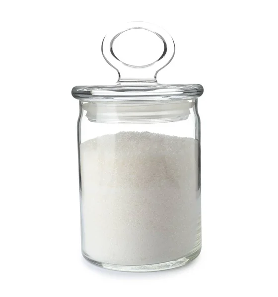 Fehér Alapon Izolált Cukorral Bevont Üvegedény — Stock Fotó