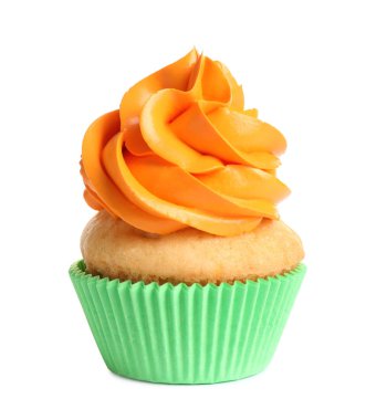 Lezzetli bir doğum günü pastası. Tereyağlı ve beyaz.