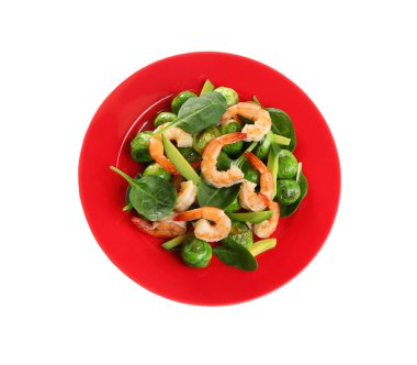 Brüksel lahanası ile nefis taze salata, beyaz, üst manzara