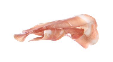Beyaz üzerine izole edilmiş lezzetli jambon dilimi.