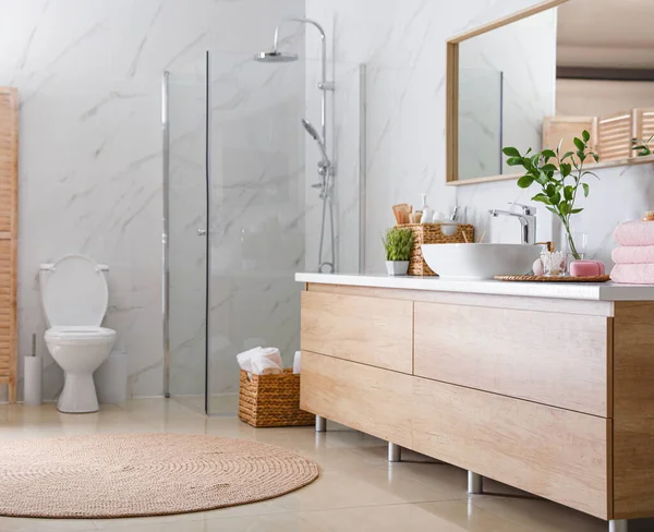 Interior Stylish Bathroom Shower Unit — 스톡 사진