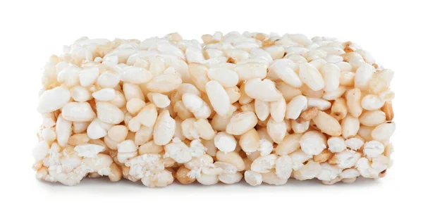 Μπαρ Από Νόστιμο Ρύζι Τραγανό Θεραπεία Που Απομονώνονται Λευκό — Φωτογραφία Αρχείου