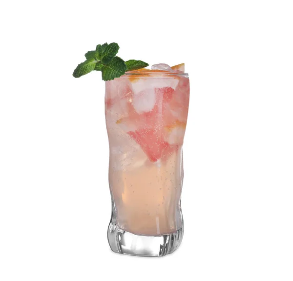 Fresh Alcoholic Grapefruit Mojito Cocktail Isolated White — Stock Photo, Image