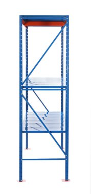 Boş metal raf ünitesi beyaza izole edildi