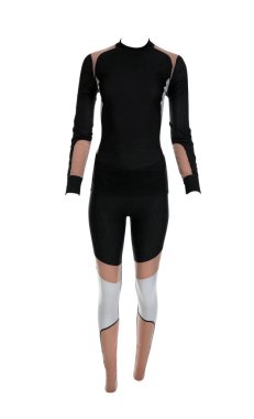 Termal iç çamaşırları beyaza izole edilmiş. Kış sporu kıyafetleri