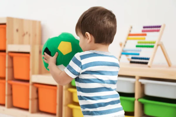 Little Child Playing Soft Ball Room — Stock Photo, Image