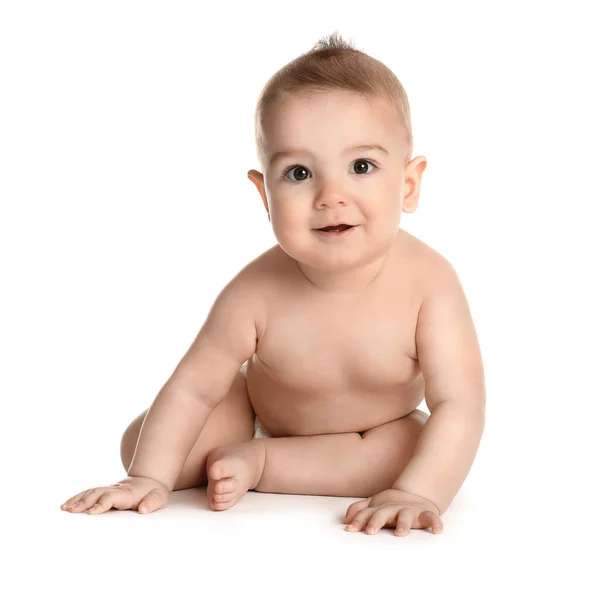 Carino Sano Piccolo Bambino Sfondo Bianco — Foto Stock