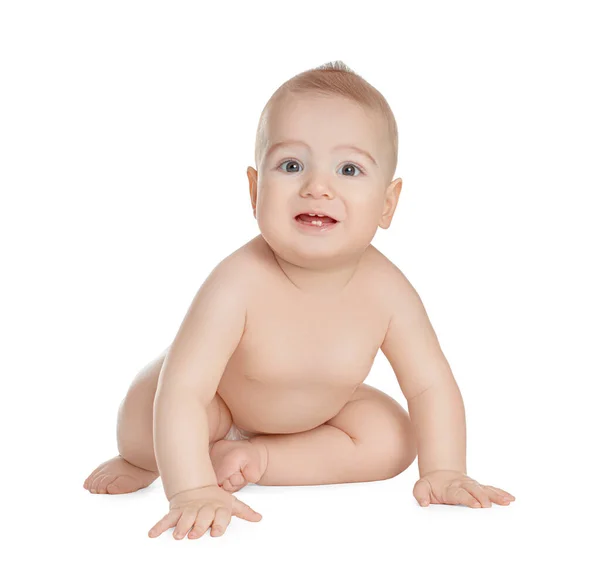 Carino Sano Piccolo Bambino Sfondo Bianco — Foto Stock