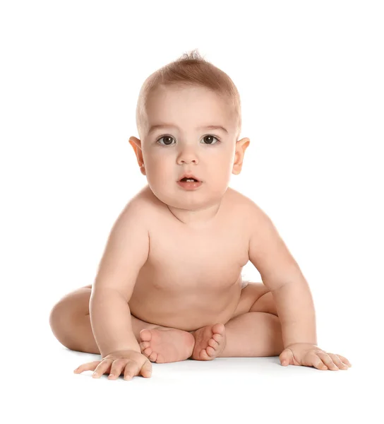 Beyaz Arka Planda Şirin Sağlıklı Bir Bebek — Stok fotoğraf
