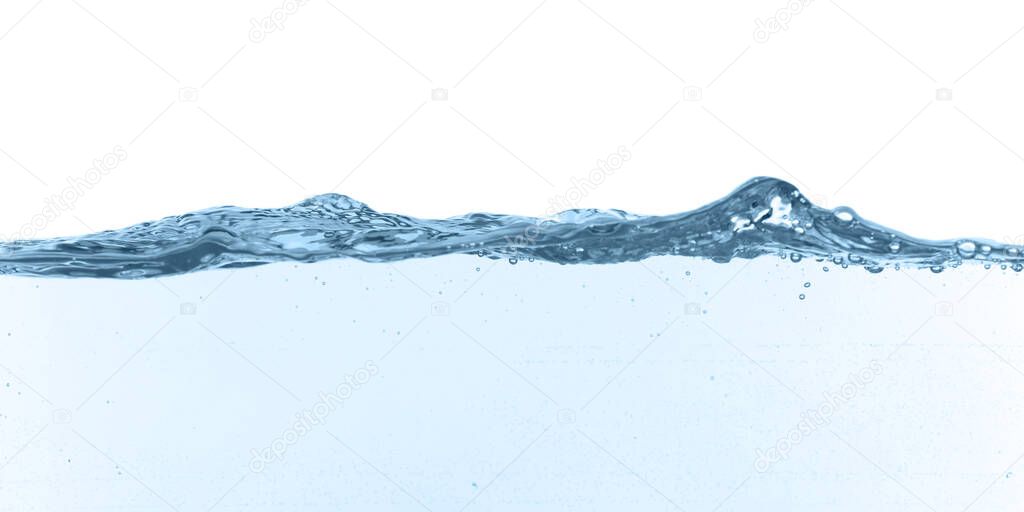 Closeup view of clear water isolated on white