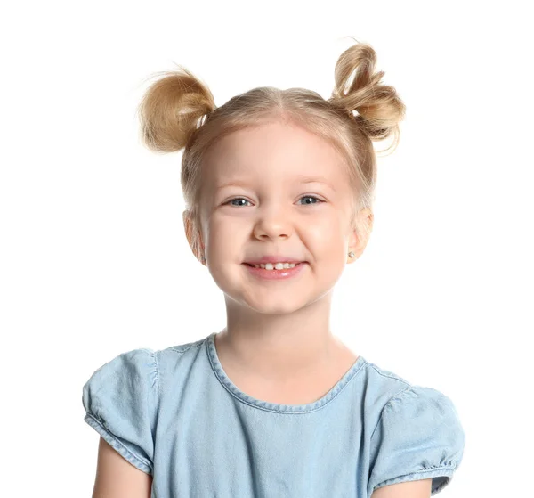 Portrait Cute Little Girl White Background — Stock Photo, Image