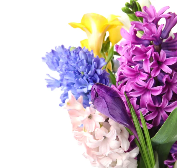 Букет Красивих Весняних Квітів Білому Тлі — стокове фото