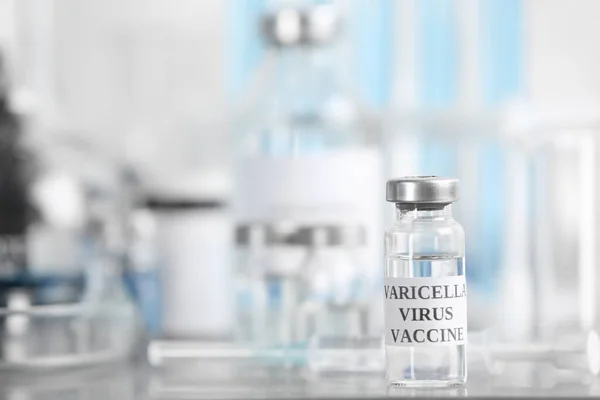 Вакцина Проти Віспи Столі Лабораторії Місце Тексту Профілактика Вірусу Варіцелла — стокове фото