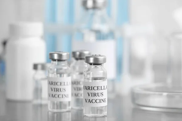 Вакцина Проти Віспи Столі Лабораторії Профілактика Вірусу Варіцелла — стокове фото