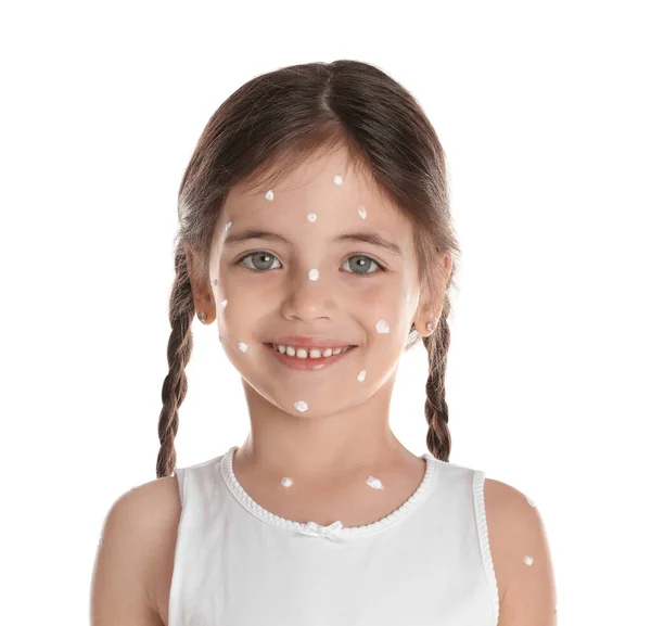Malá Dívka Plané Neštovice Bílém Pozadí — Stock fotografie