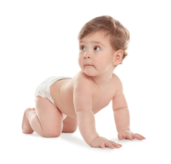 Cute Little Baby Diaper White Background — Stock Photo, Image