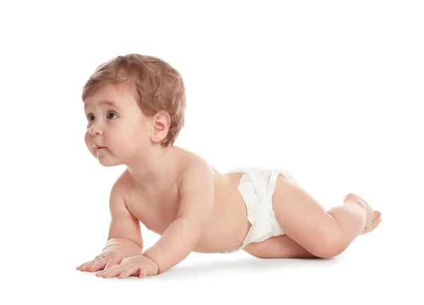 Cute Little Baby Diaper White Background — Stock Photo, Image