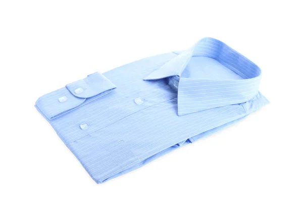 Camisa Azul Claro Elegante Isolado Branco Serviço Limpeza Seco — Fotografia de Stock