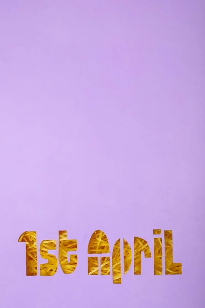 Phrase 1St April Cut Out Lilac Paper Top View Space — Stock Photo, Image