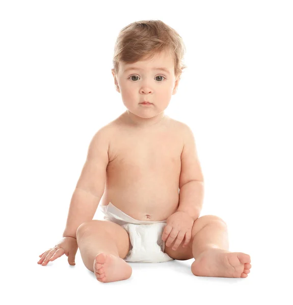 Cute Little Baby Diaper White Background Royalty Free Stock Photos