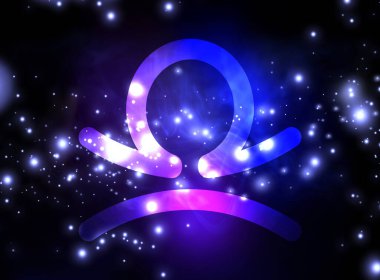 Terazi burcu ve yıldızlı gece gökyüzü. Görüntü 