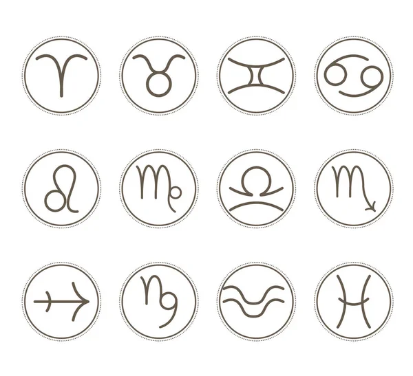 Zbiór Znaków Astrologicznych Białym Tle Ilustracja — Zdjęcie stockowe