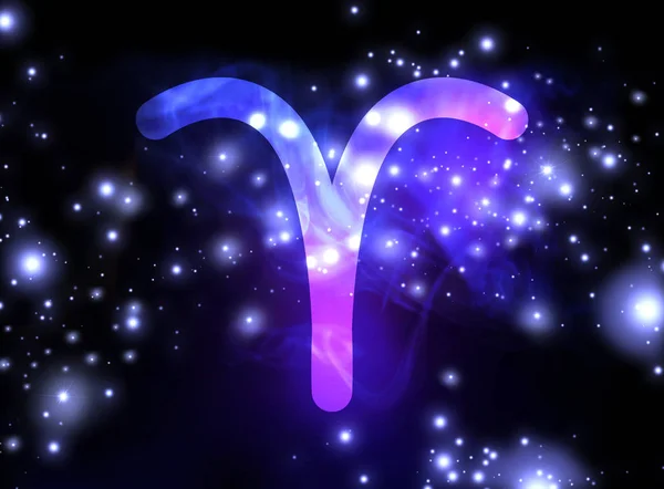 牡羊座の占星術のサインと星と夜空 イラスト — ストック写真