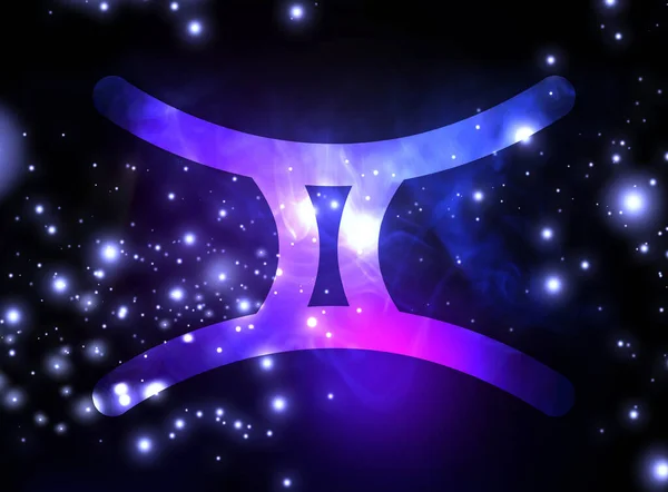 星とジェミニ占星術のサインと夜空 イラスト — ストック写真