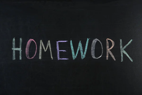 Palabra Homework Escrito Con Tiza Pizarra — Foto de Stock