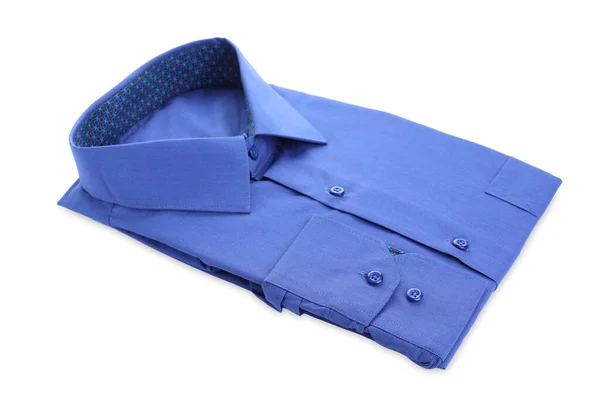 Stijlvol Blauw Shirt Geïsoleerd Wit Chemisch Reinigen — Stockfoto