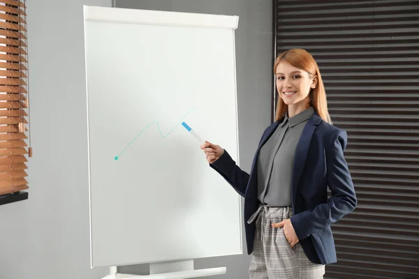 Professionele Business Trainer Buurt Van Flip Chart Office — Stockfoto