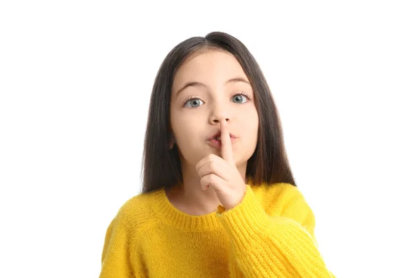 Retrato Menina Bonito Fundo Branco — Fotografia de Stock